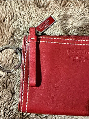 Coach Mini Skinny ID Case Red & Pink
